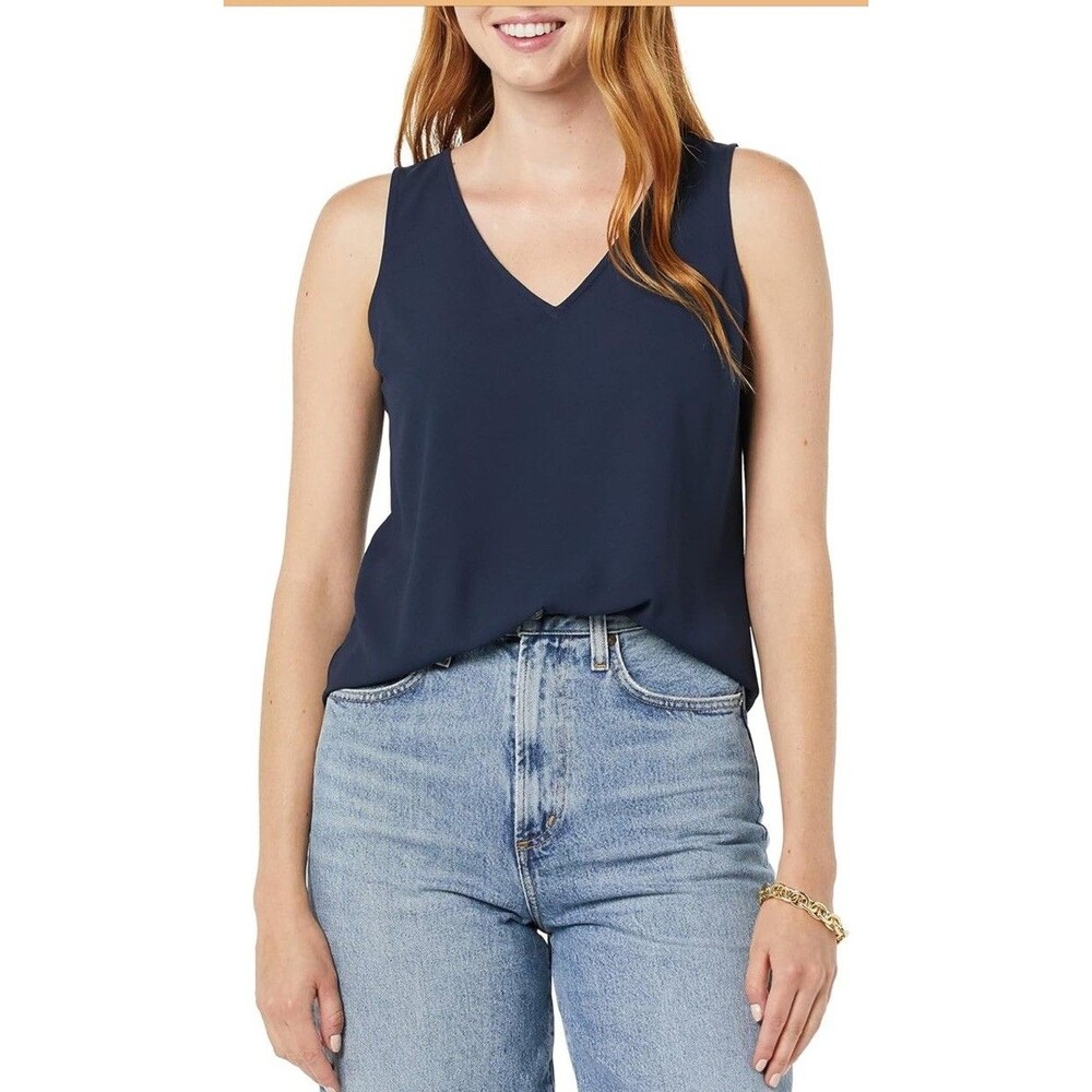Amazon Essentials Navy Blue Sleeveless V-Neck Tank Top Small Women